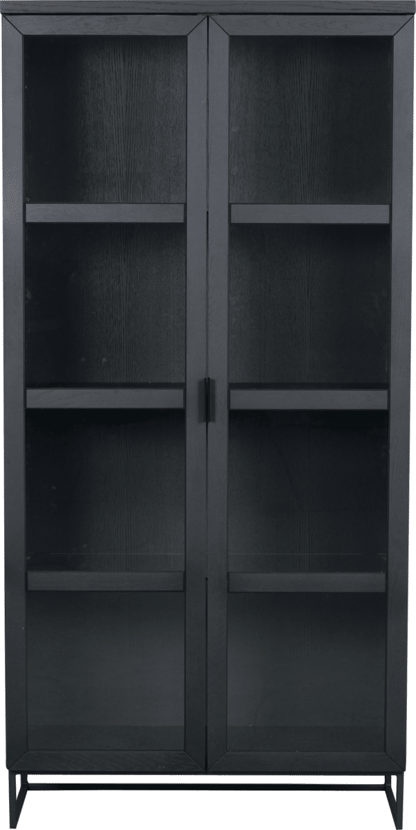 Vitrineskab Rowico Everett FSC-eg med glaslåger, sort metalbase H195ÃB95ÃD41 cm